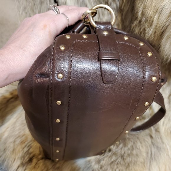 Euc Rare Michael Kors Brown Leather Studded Shoulder Bag Purse c - Picture 8 of 13